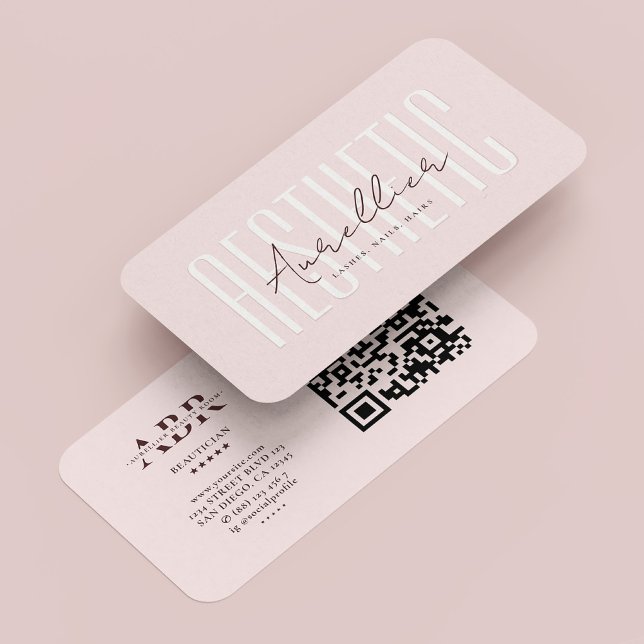 Beautician Monogram Cosmetologin Ästhetisch Pink Visitenkarte (Beautician Monogram Cosmetologist Aesthetic Pink Business Card
)
