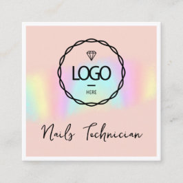 Beautician QR Code Logo Gerahmt Moderner Holograph Quadratische Visitenkarte