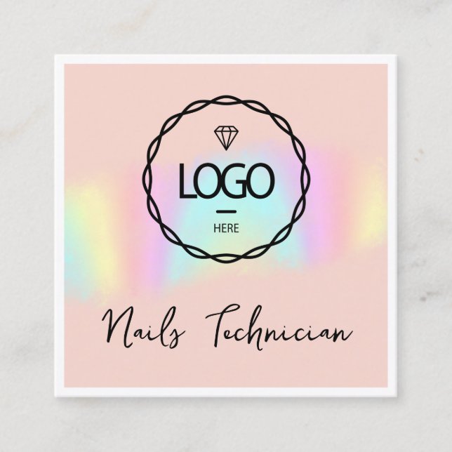 Beautician QR Code Logo Gerahmt Moderner Holograph Quadratische Visitenkarte (Vorderseite)