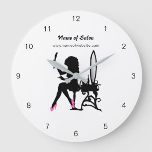 Beautician-rosa und schwarzer Girly Große Wanduhr