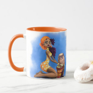 Beautiful African Drummer Girl - Happy Music Party Tasse