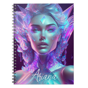 Beautiful Ai Art Hübsch Icy Glass wie Woman Notizblock