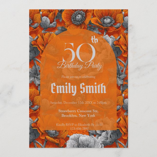 Beautiful Anemones Flower 15Th Birthday Party Einladung (Vorderseite)