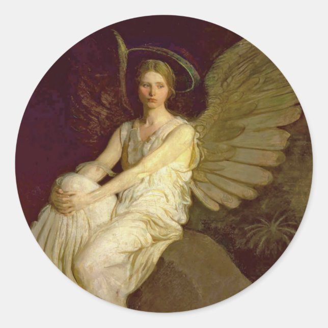 Beautiful Angel Vintag Runder Aufkleber (Vorderseite)