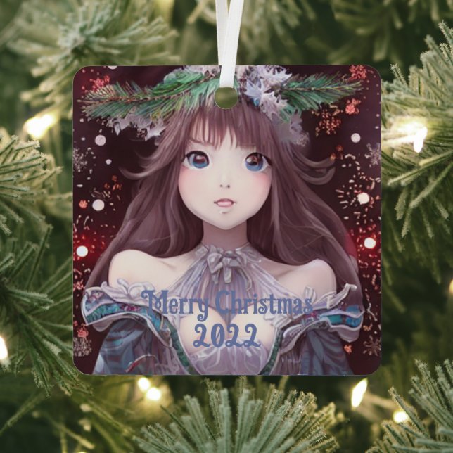 Beautiful Anime Christmas Girl Ornament Aus Metall (InSitu)
