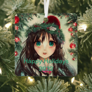 Beautiful Anime Christmas Girl Ornament Aus Metall