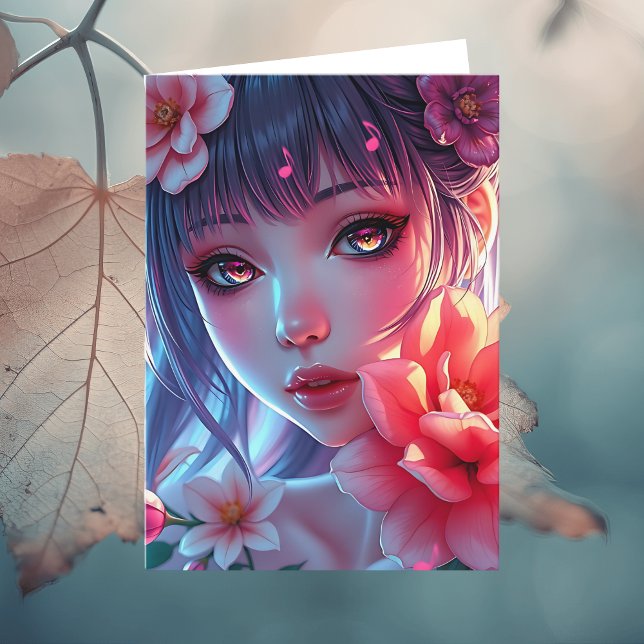 Beautiful Anime Girl Birthday Karte (Von Creator hochgeladen)