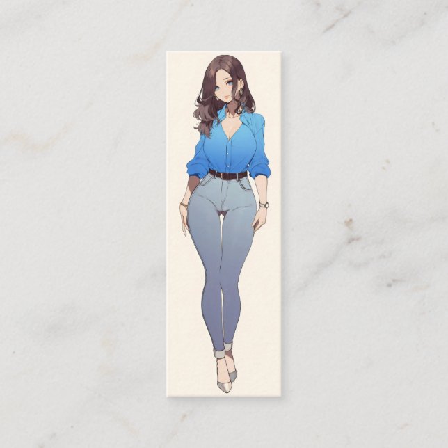 Beautiful Anime Woman Mini Visitenkarte (Vorderseite)