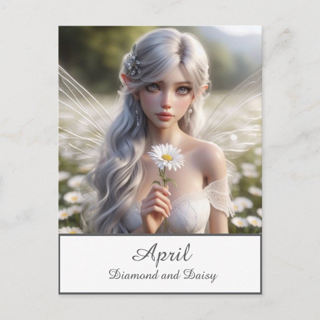 Beautiful April Fairy in Daisies Postcard Postkarte (Vorderseite)