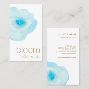 Beautiful Aqua Blue Floral Salon Wellness-Center Visitenkarte