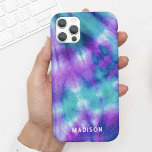 Beautiful Aqua Lila Gefärbte Krawatte Wasserfarbe  Case-Mate iPhone Hülle<br><div class="desc">Dieses hübsche Handy-Gehäuse zeichnet sich durch eine farbenfrohe gefärbte Krawatte Aquarell in Aqua aus und lila mit Ihrem Namen in einem modernen Serif-Schriftart. Das ist der perfekte Fall für jeden, der ein modernes, aber farbenfrohes Design will, das sich durch seine herausragende Qualität auszeichnet. Fügen Sie Ihren Namen hinzu, um dieses...</div>