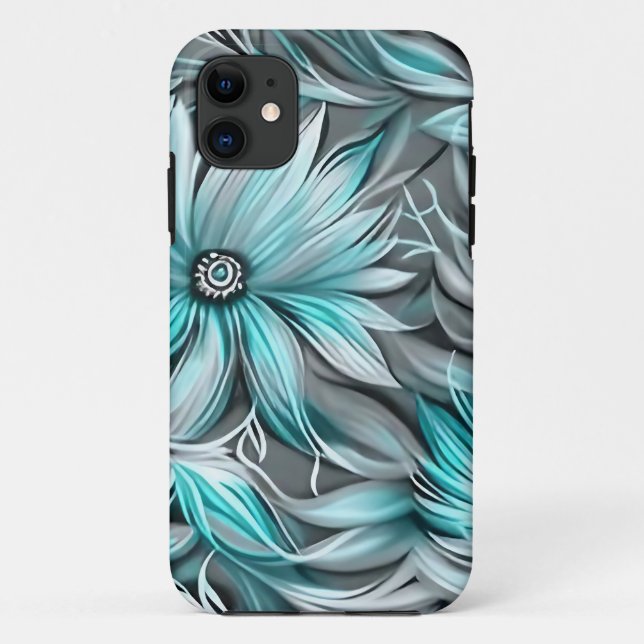 Beautiful Aquamarin Floral Print Case-Mate iPhone Hülle (Rückseite)