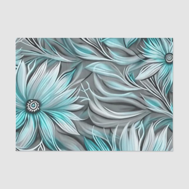 Beautiful Aquamarin Floral Print Seidenpapier (Vorderseite)