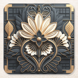 Beautiful Art Deco Schwarz-weißes Design Rechteckiger Pappuntersetzer