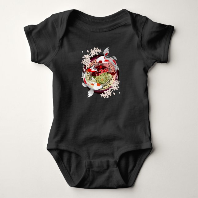 Beautiful Art japanische Blume Koi Fish Baby Strampler (Vorderseite)