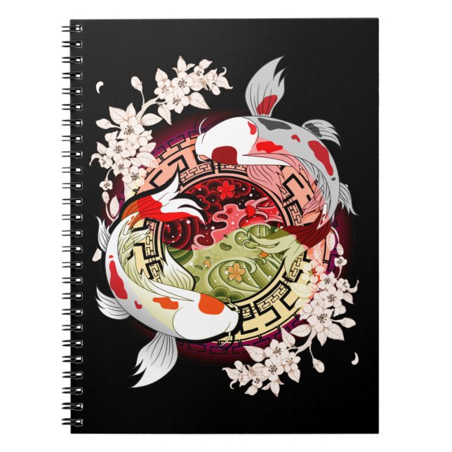 Beautiful Art japanische Blume Koi Fish Notizblock (Vorderseite)