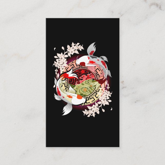 Beautiful Art japanische Blume Koi Fish Visitenkarte (Vorderseite)
