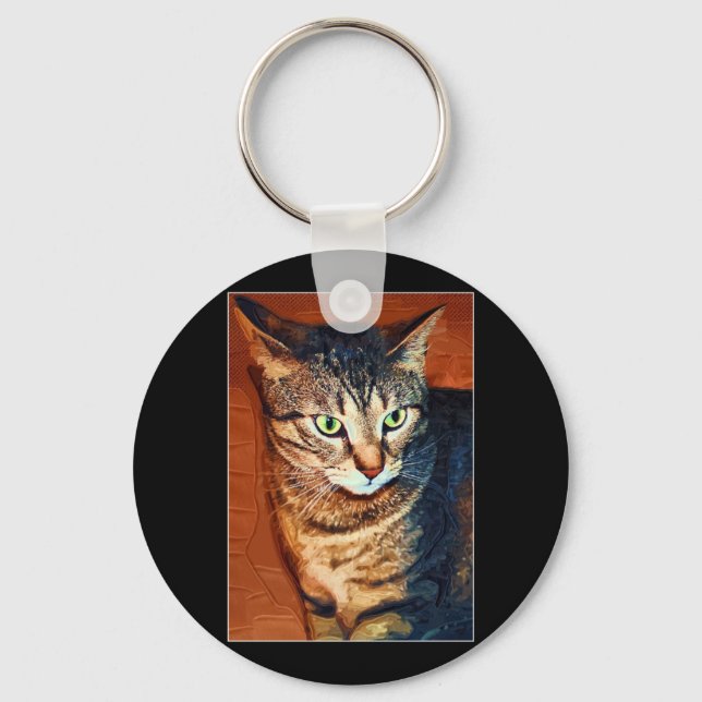 Beautiful Artistic Tabby Cat Schlüsselanhänger (Vorderseite)