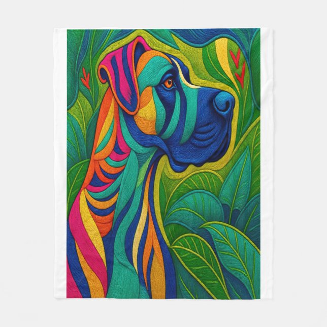 Beautiful Artwork of a Majestic Great Dane Fleecedecke (Vorderseite)