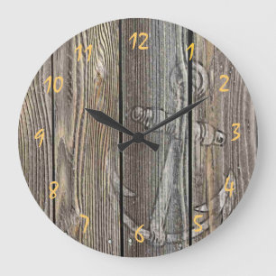 Beautiful authentic looking wood -  Clock Große Wanduhr