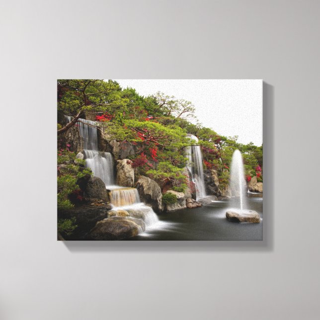 Beautiful Azalea Waterfall Fantastische Bergwelten Leinwanddruck (Vorderseite)