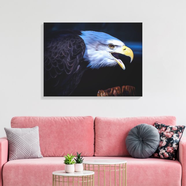 Beautiful Bald Eagle on Rock Leinwanddruck (Insitu (Wohnzimmer))
