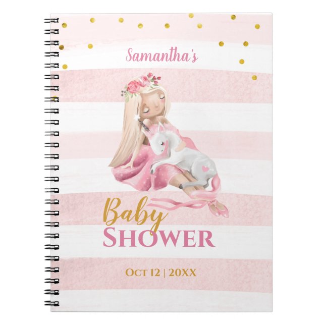 Beautiful Ballerina Unicorn Baby Shower Guest Book Notizblock (Vorderseite)