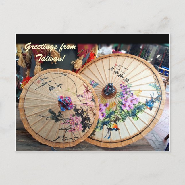 Beautiful Bamboo Umbrellas aus Taiwan Postkarte (Vorderseite)