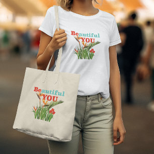 Beautiful Be You Monogram Orange Garden Floral Tragetasche