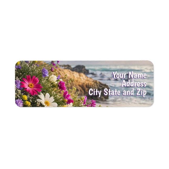 Beautiful Beach and Flowers Return Address (Vorne)