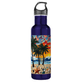 Beautiful Beach Scene with Palm Trees   Edelstahlflasche