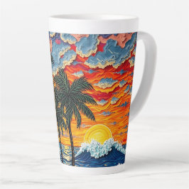 Beautiful Beach Scene with Palm Trees   Milchtasse