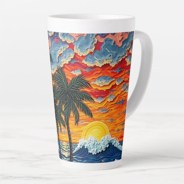 Beautiful Beach Scene with Palm Trees   Milchtasse (Rechte Ecke)