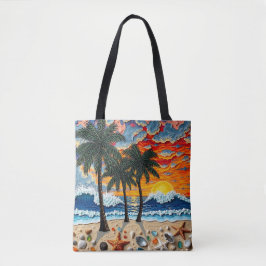 Beautiful Beach Scene with Palm Trees   Tasche
