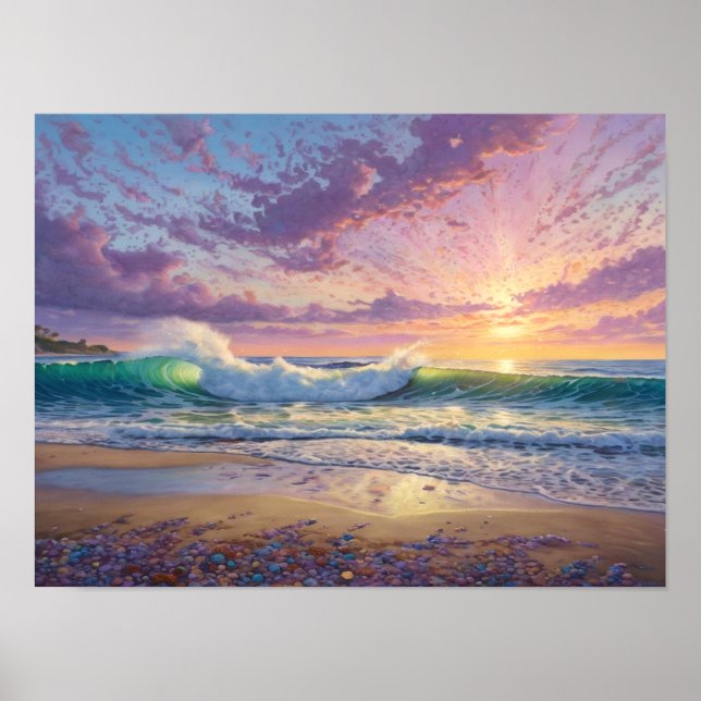 Beautiful Beach Waves and Shore Art Poster (Vorne)