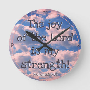 Beautiful Bible Verse Pastel Clouds Photo Template Runde Wanduhr