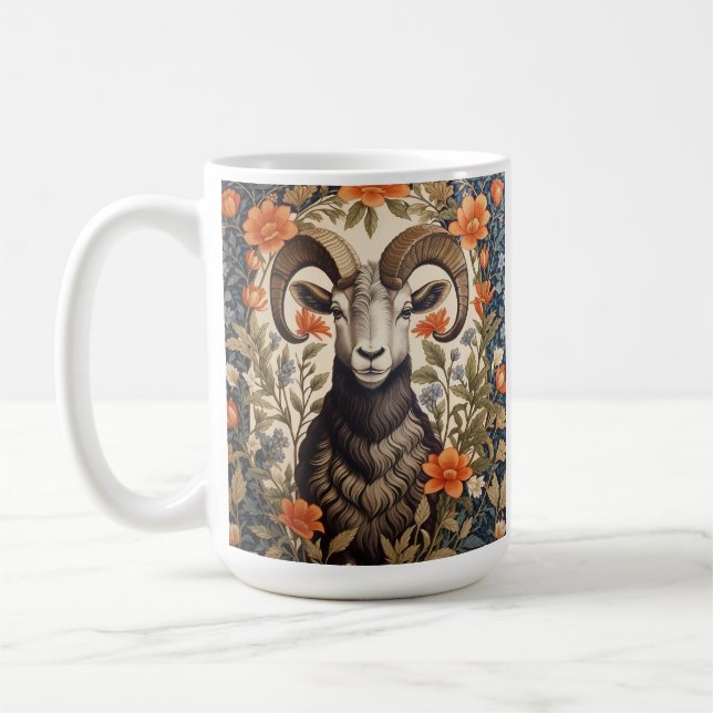 Beautiful Big Horn Sheep William Morris Inspired Kaffeetasse (Links)