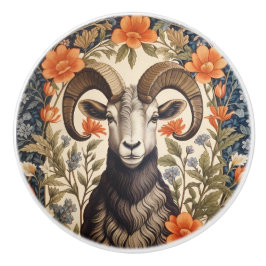 Beautiful Bighorn Sheep William Morris Inspired Keramikknauf