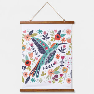 Beautiful Bird Wandteppich Mit Holzrahmen
