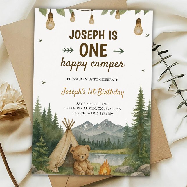 Beautiful birthday Invitation with camping vibe  Einladung (Von Creator hochgeladen)