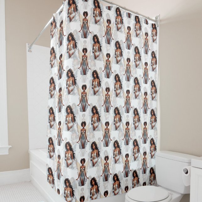 Beautiful Black Girl Angels Pattern Design  Duschvorhang (Von Creator hochgeladen)