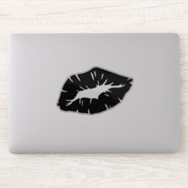 Beautiful Black Lipstick Kiss Isolated Gothic Aufkleber