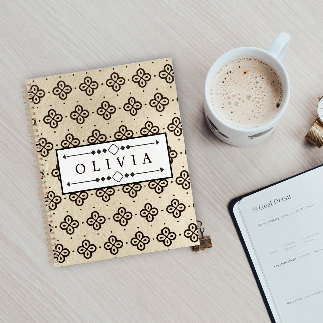 Beautiful Black & White Patterns Custom Name  Planer (Von Creator hochgeladen)