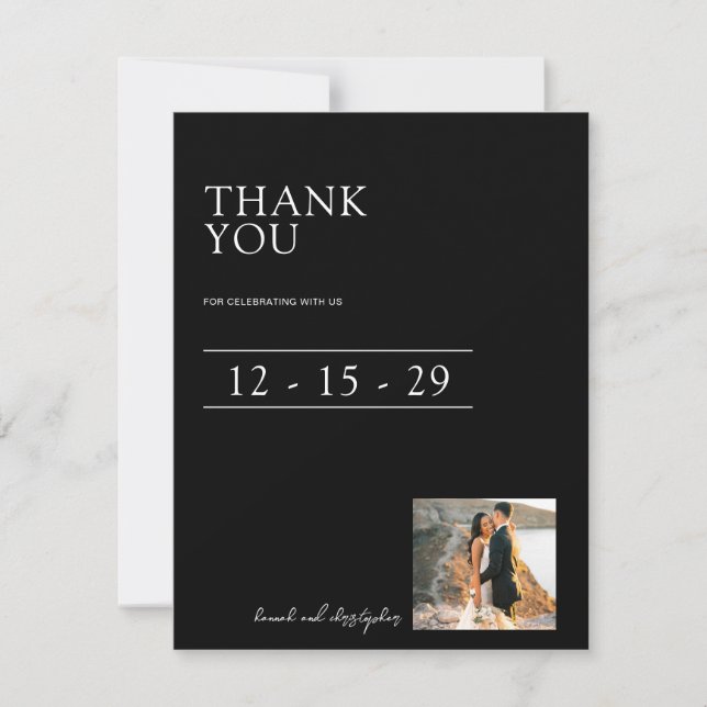 Beautiful Black & White Wedding Dankeskarte (Vorderseite)