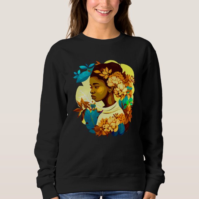 Beautiful Black Woman Afro Melanin Queen Cute Flow Sweatshirt (Vorderseite)