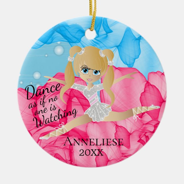 Beautiful Blonde Dancing Ballerina Keramik Ornament (Vorne)