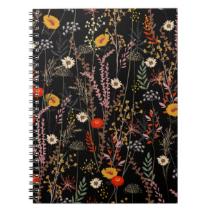 Beautiful blooming meadow flowers pattern notizblock
