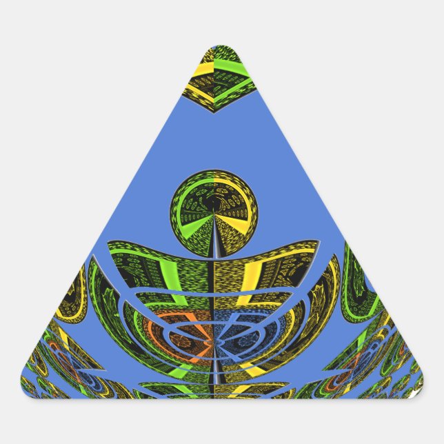 Beautiful Blue African Traditional Ethnic Vector Dreieckiger Aufkleber (Vorderseite)