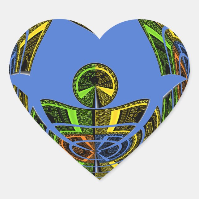 Beautiful Blue African Traditional Ethnic Vector Herz-Aufkleber (Vorderseite)