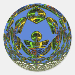 Beautiful Blue African Traditional Ethnic Vector Runder Aufkleber